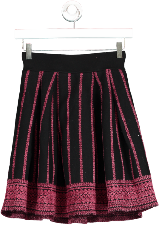 Maje Black Short Skirt With Patterned Hem UK XS/S