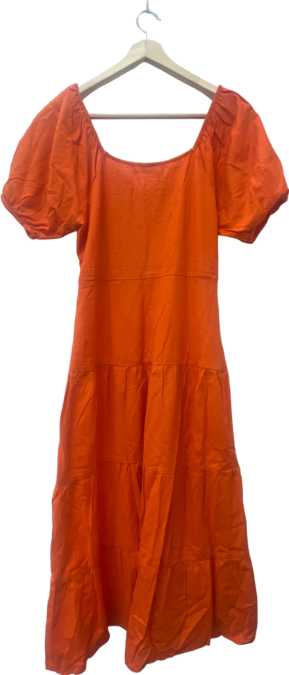 By Very Orange Puff Sleeve Dress UK 12