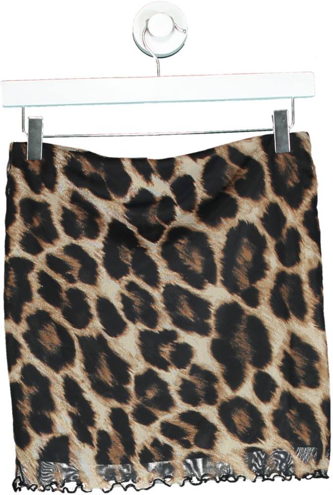 New Look Brown Leopard Print Mesh Mini Skirt UK 10