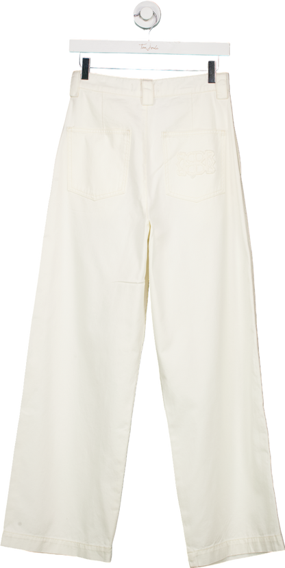 Dé Rococo White Wide Leg Trousers UK 10