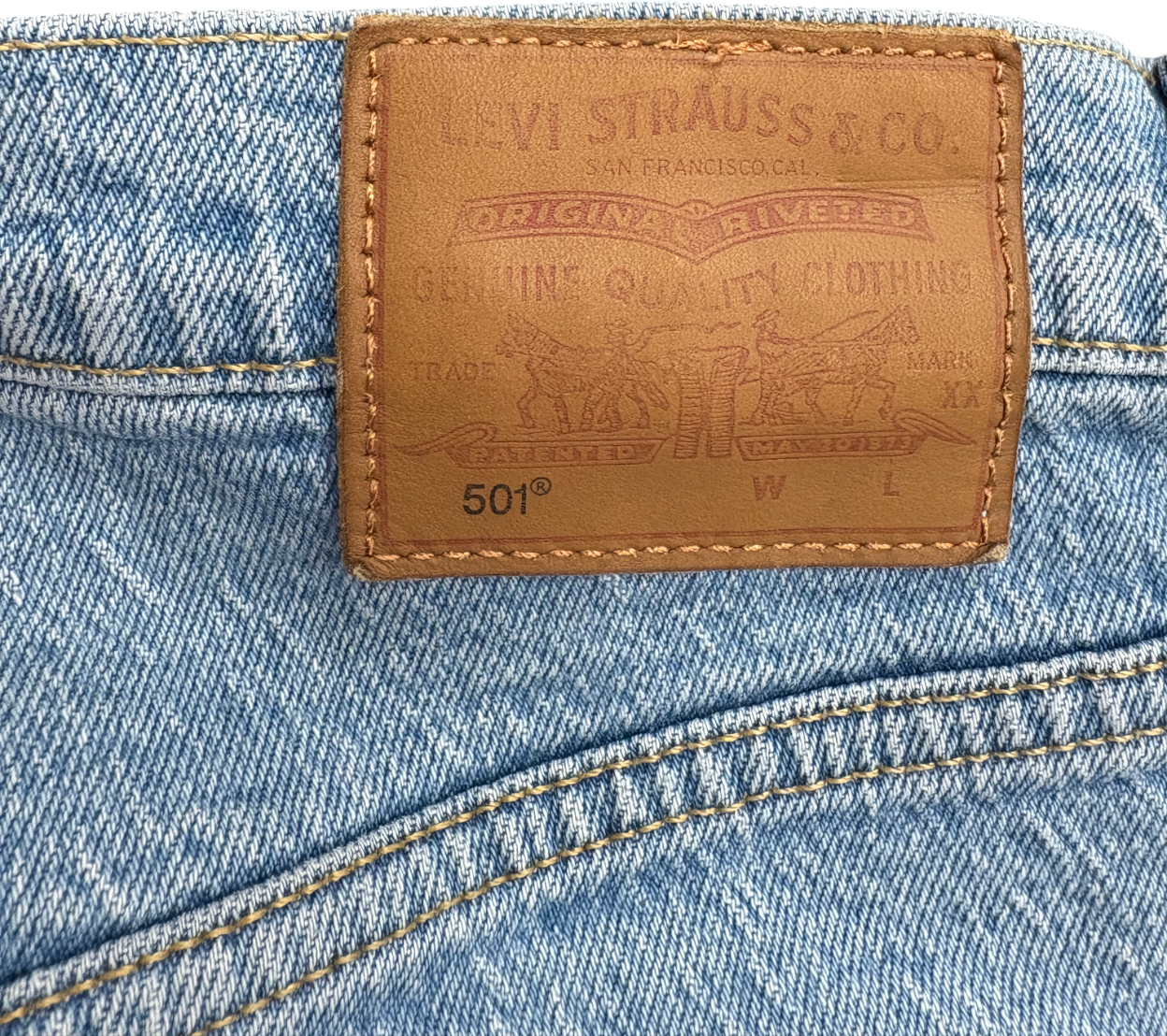 levis Blue 501 Mid Thigh Shorts W29