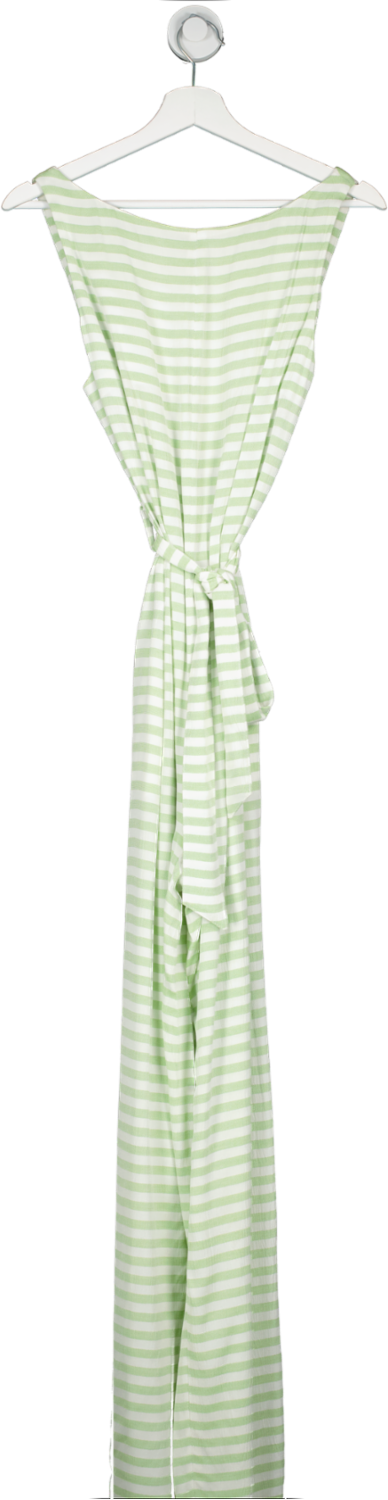Stefanel Green Striped Viscose Jumpsuit UK 8