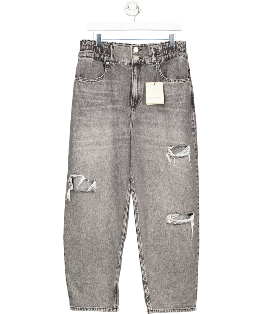 AllSaints Grey Daisy Barrel Leg Jeans UK 12