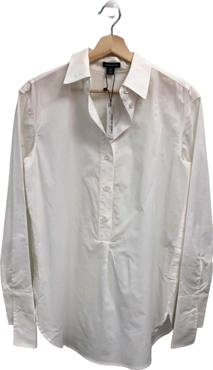 Karen Millen White The Tailored Cotton Poplin Woven Shirt UK 6