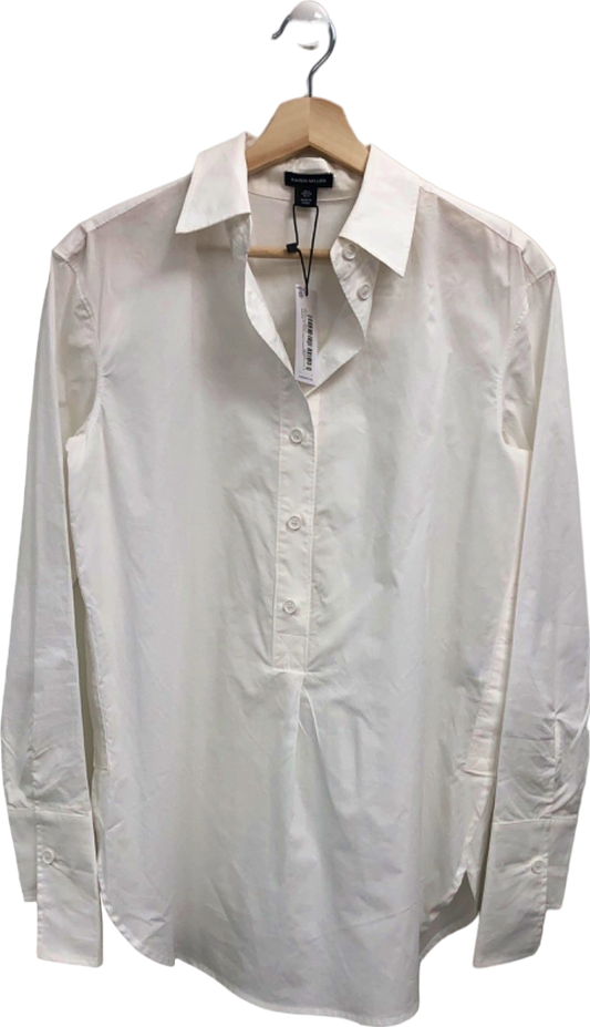 Karen Millen White The Tailored Cotton Poplin Woven Shirt UK 6