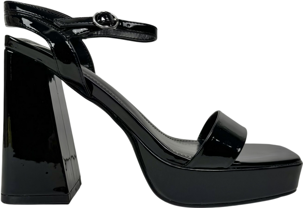Public Desire Figure Black Platform Patent High Heel UK 6 EU 39 👠