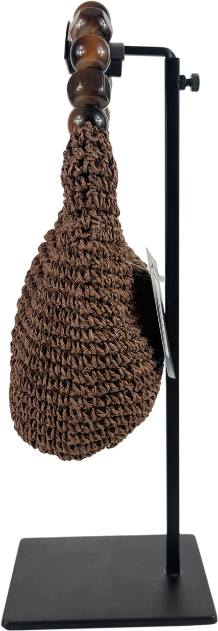 ASOS Brown Straw Grab Bag With Resin Ball Handle In Chocolate One Size