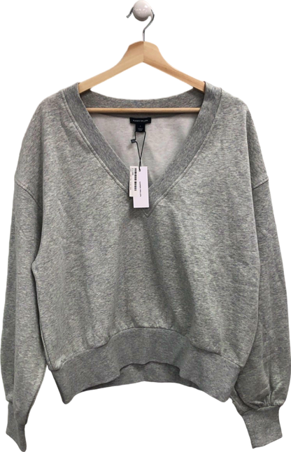 Karen Millen Grey Fleece Jersey V-Neck Sweatshirt UK S