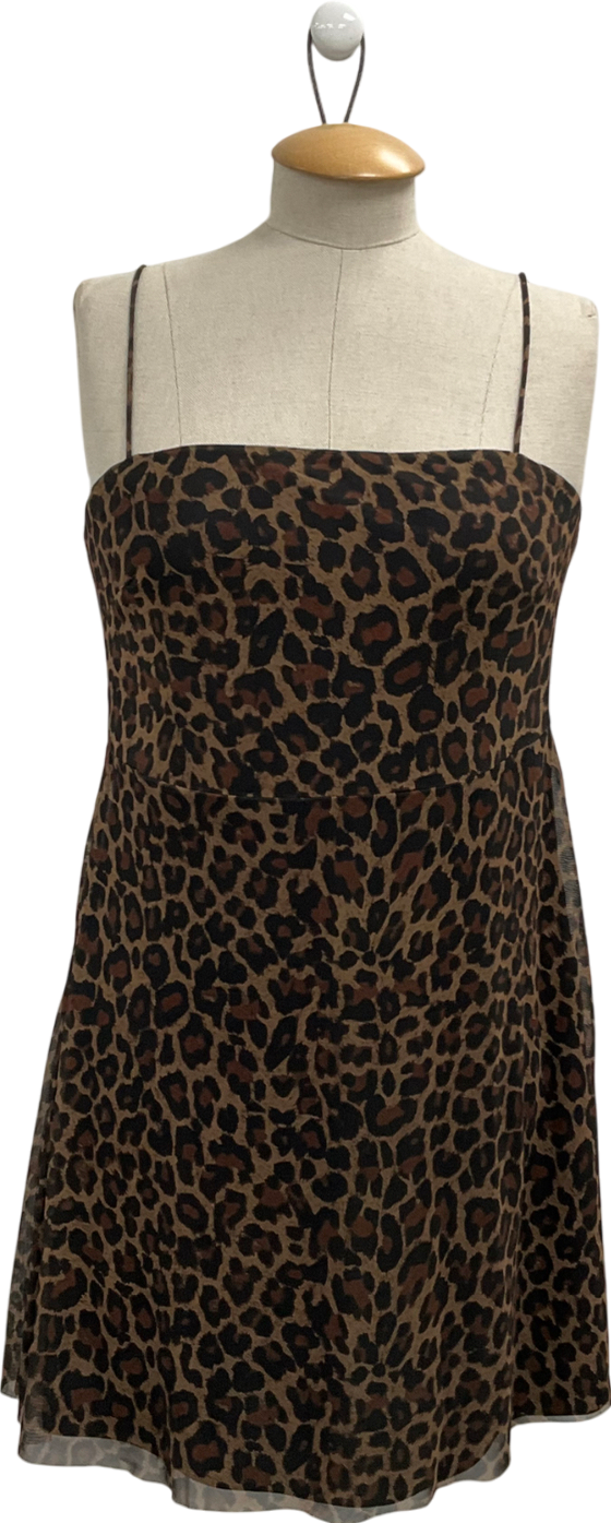 MANGO Brown Short Leopard-print Dress UK M