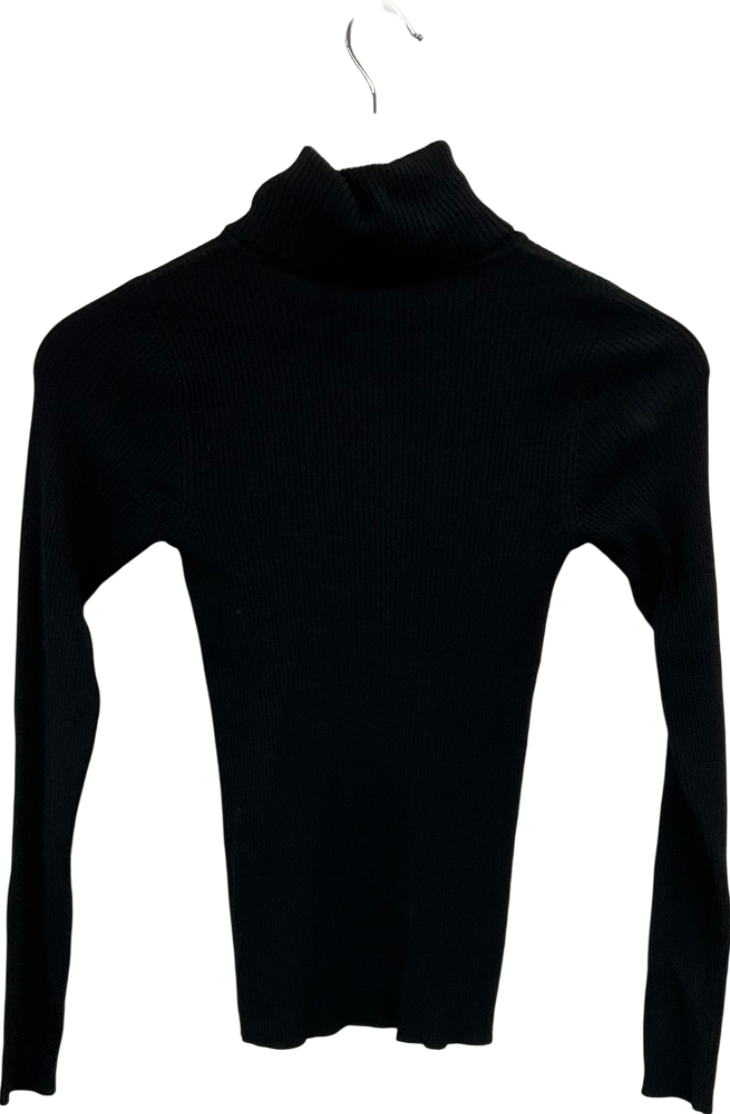 New Look Black Roll Neck Ribbed Jumper UK 6