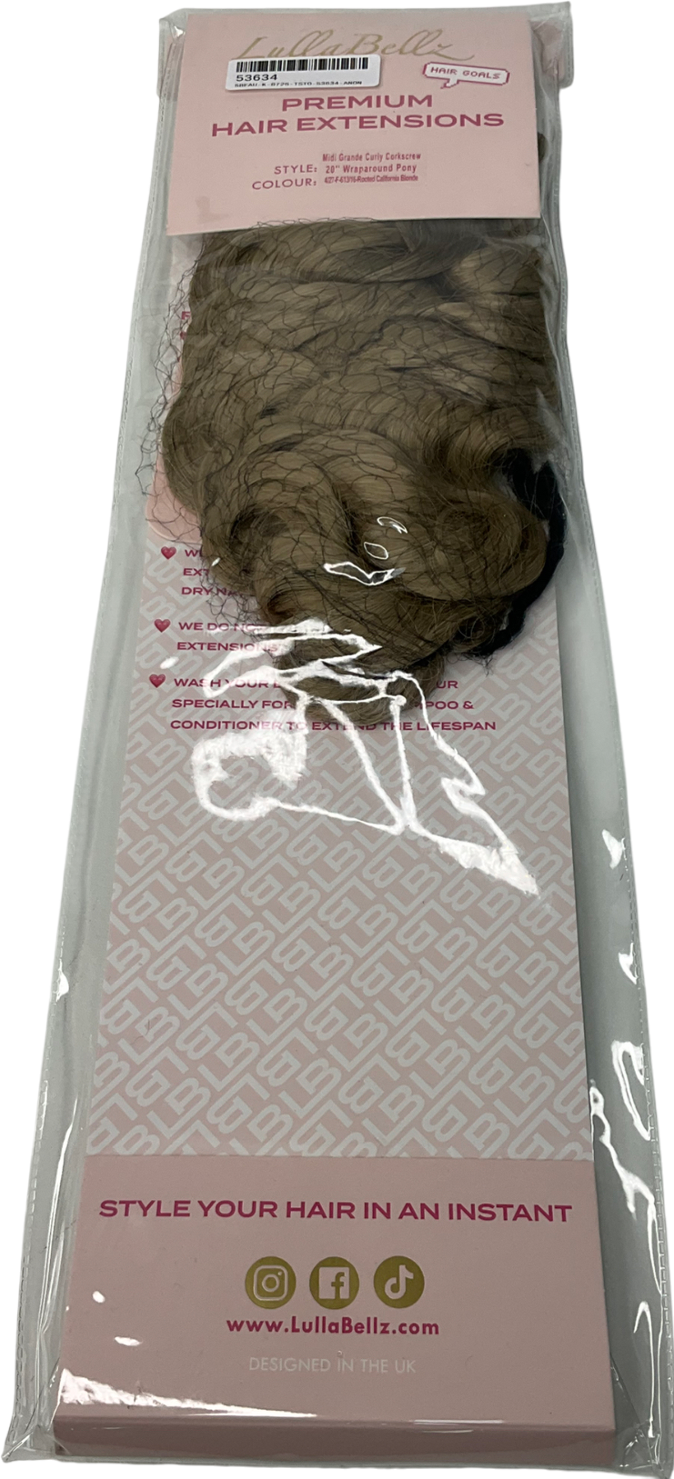 LullaBellz Beige Midi Grande 20" Curly Corkscrew Pony One Size