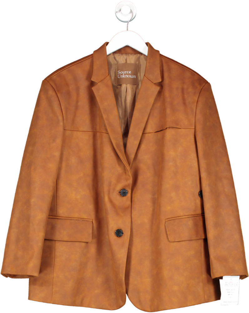 Source Unknown Orange Lui Faux Leather Blazer, Rust Brown One Size
