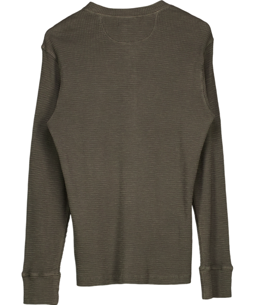 Ralph Lauren Brown Waffle Knit Cotton Henley UK M