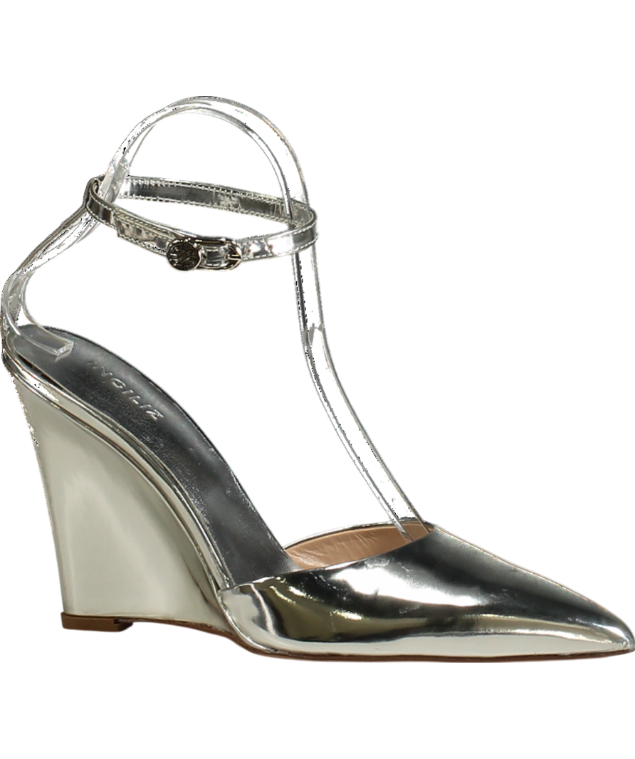 ingiliz Metallic Mona 03 Silver Mirror Leather Sandals UK 6 EU 39 👠