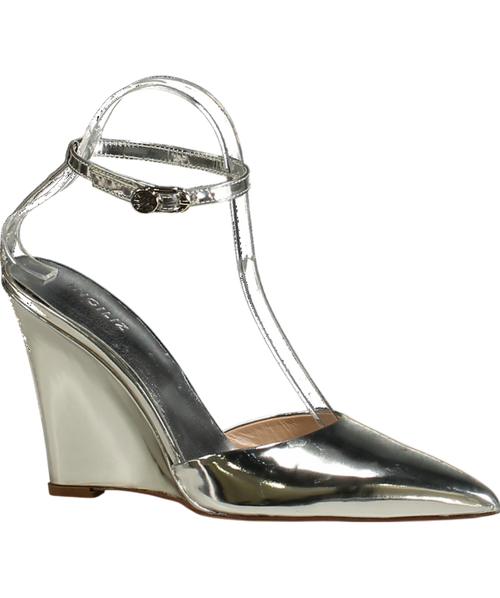 ingiliz Metallic Mona 03 Silver Mirror Leather Sandals UK 6 EU 39 👠