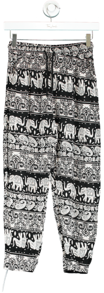 Black Elephant Print Jogger Pants