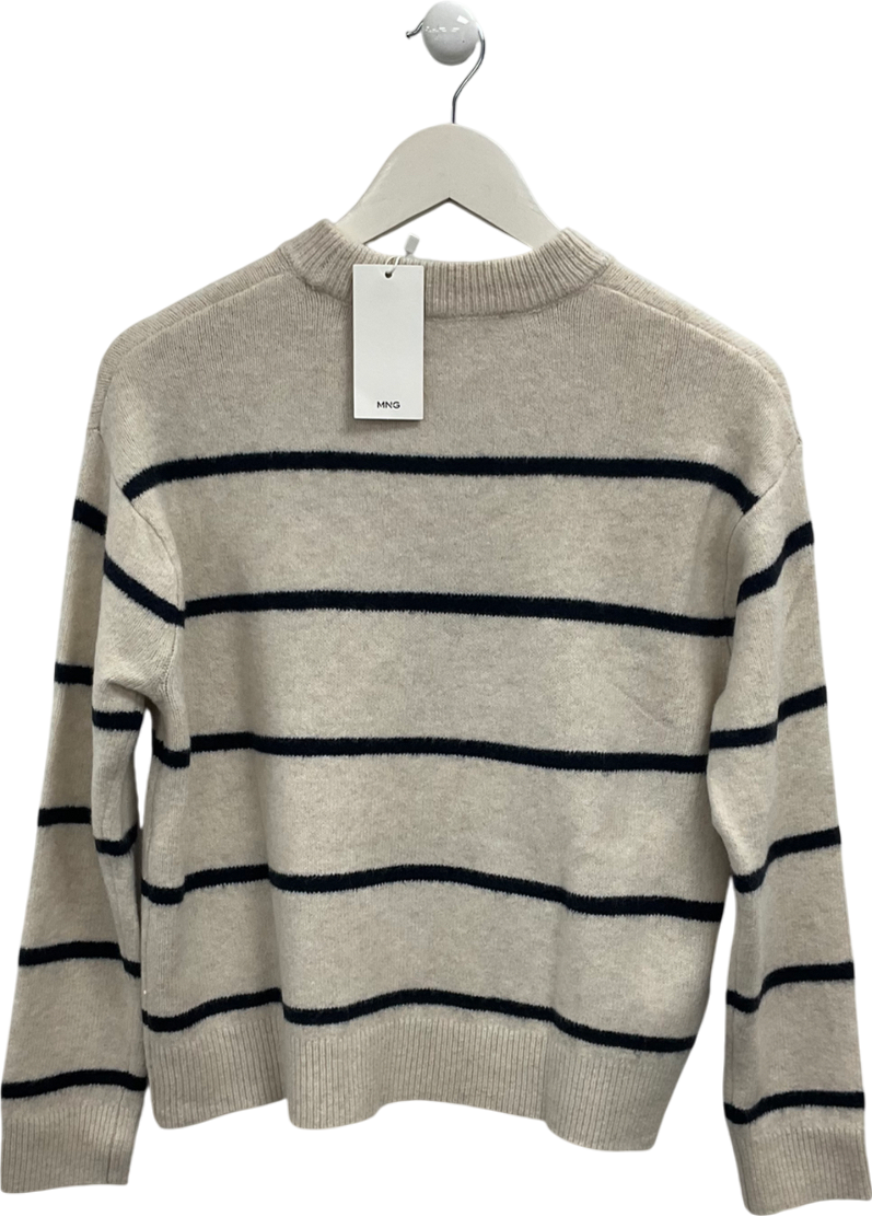 MANGO Cream Soft Striped Jumper UK M