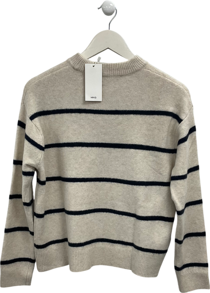 MANGO Cream Soft Striped Jumper UK M