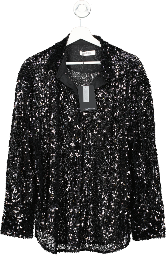 4th & Reckless Black Zoey Sequin Shirt UK 10