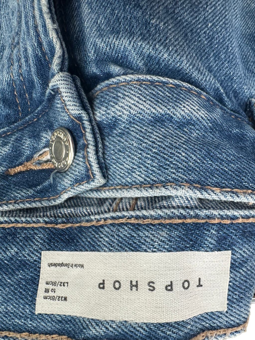 Topshop Blue Buckle Back Detail Straight Leg Jeans W32