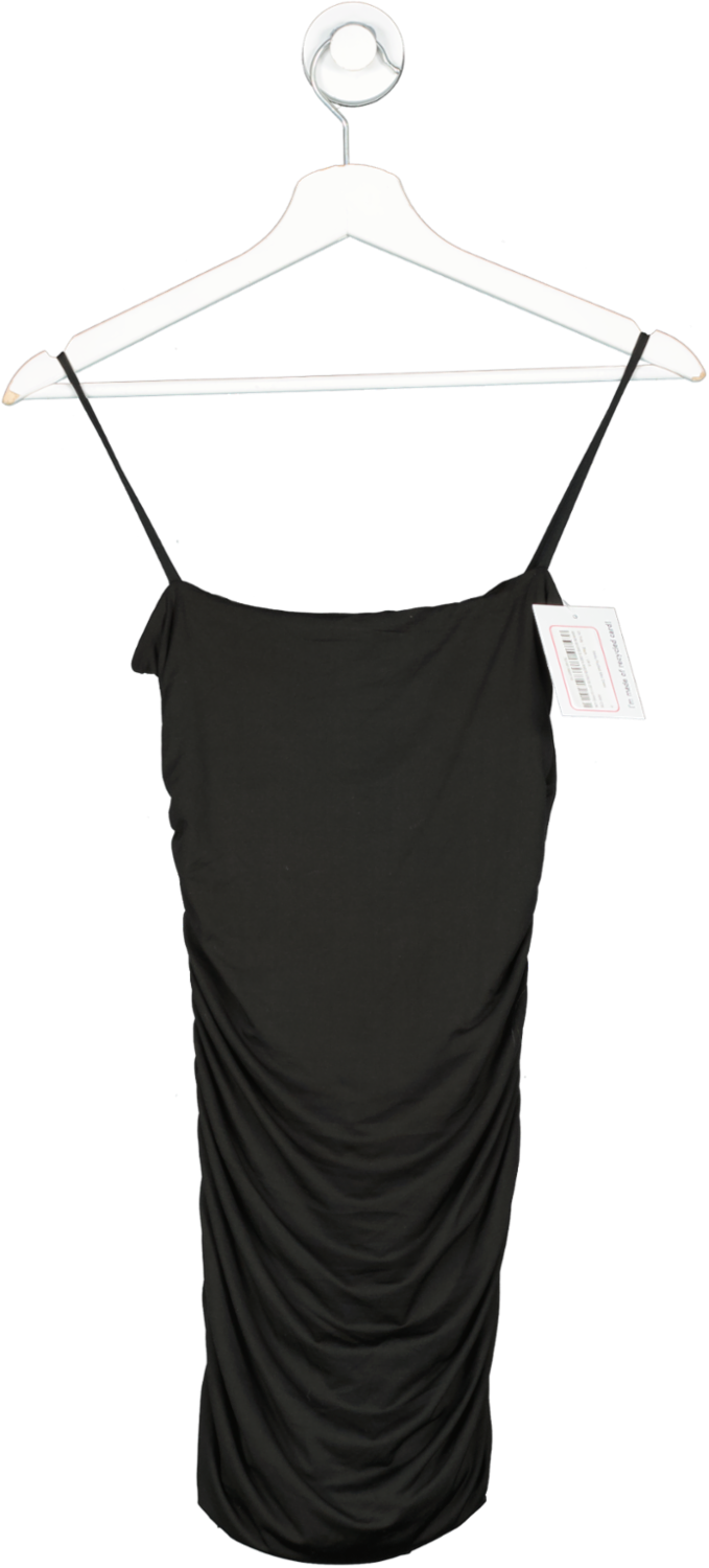 Oh Polly Black Slinky Ruched Mini Dress UK 6