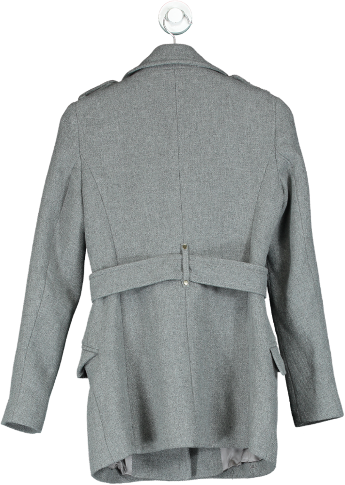 Karen Millen Grey Wool Blend Military Peacoat UK 6