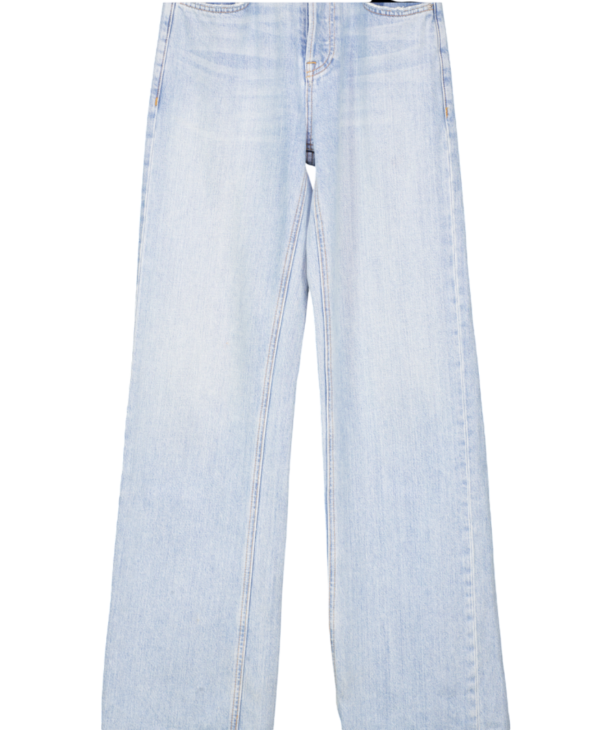 grlfrnd Blue High Rise Loose Distressed Hem Straight Jeans W24