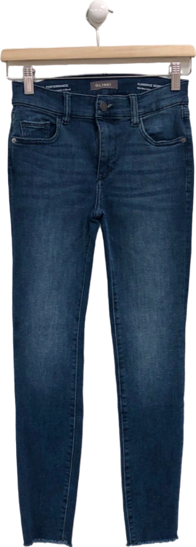 DL1961 Blue Mid Rise Instasculpt Crop Jeans UK 8