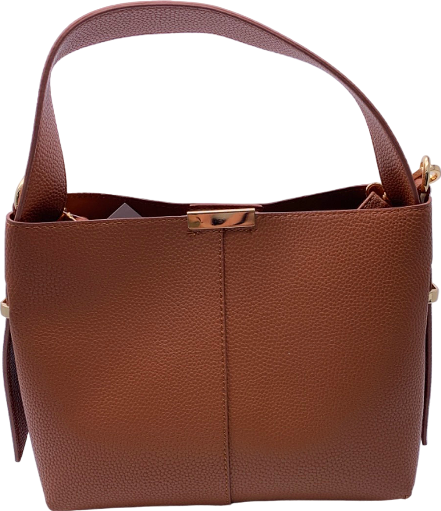 New Look Brown Faux Leather Tote Bag One Size
