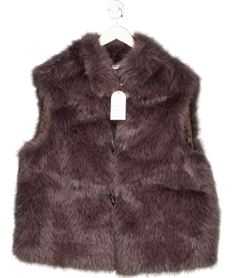 Monsoon Brown Della Faux Fur Duffle Gilet UK L