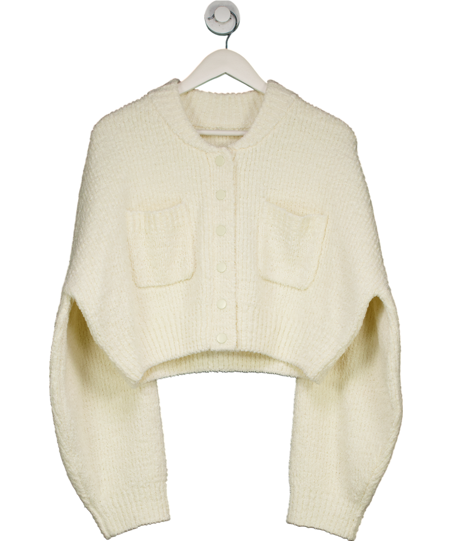 House of CB Salilah Cream Chenille Bomber Jacket UK L