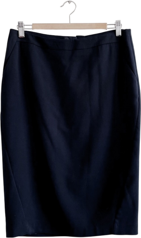 REISS Black Dartmouth Wool Blend Pencil Skirt UK 10