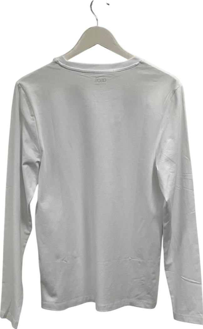 ASOS White Long Sleeve Crew Neck T-shirt UK L