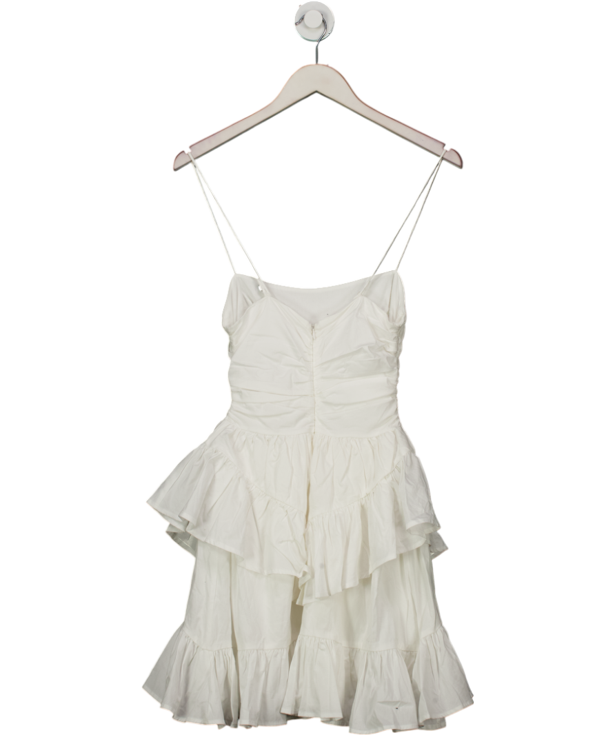 Lovers and Friends White Rosalind Tiered Cotton Mini Dress UK XS