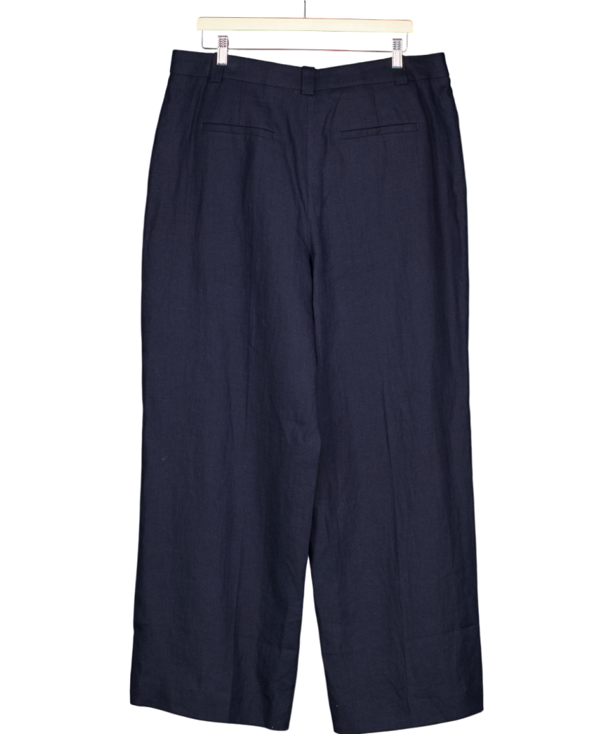Boden Blue Linen Wide Leg Trousers UK 18