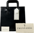Trussardi Black Structured Leather Top Handle Bag