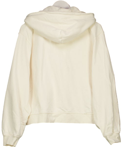 4th & Reckless Cream Collena Logo-embroidered Cotton-jersey Hoody UK L