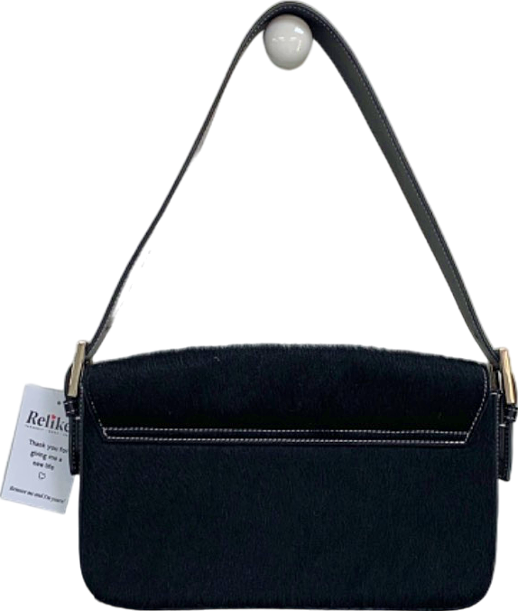 Dara Hamarneh Black Calf Leather Bagutte Shoulder Bag