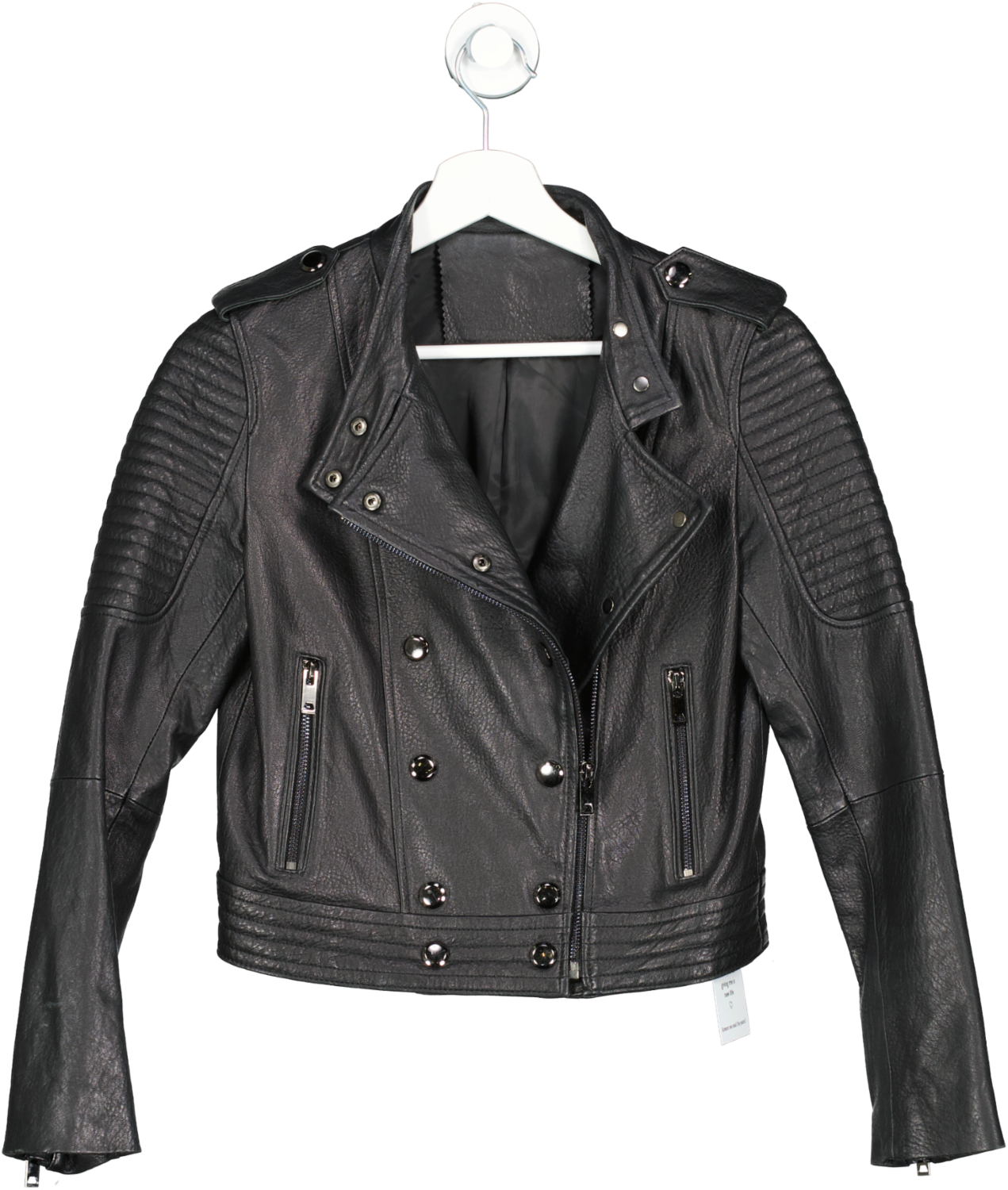 Black Leather Biker Jacket UK XS/S