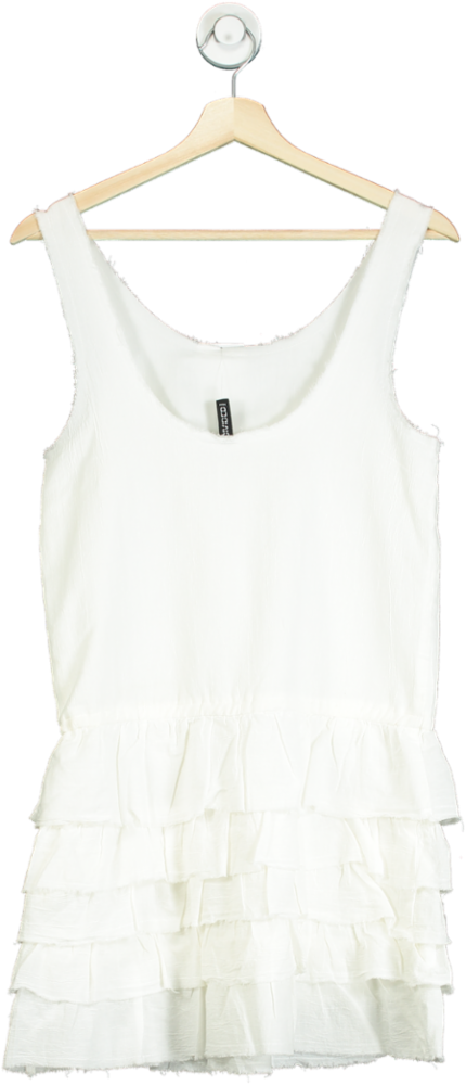 H&M White Sleeveless Ruffled Dress UK XS