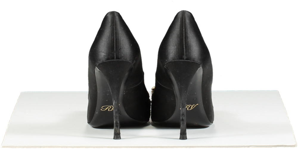 Roger Vivier Black Bouquet Strass Buckle Pumps In Satin UK 4.5 EU 37.5 👠