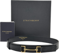 STRATHBERRY Black Leather Stockbridge Belt UK S