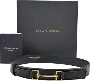 STRATHBERRY Black Leather Stockbridge Belt UK S