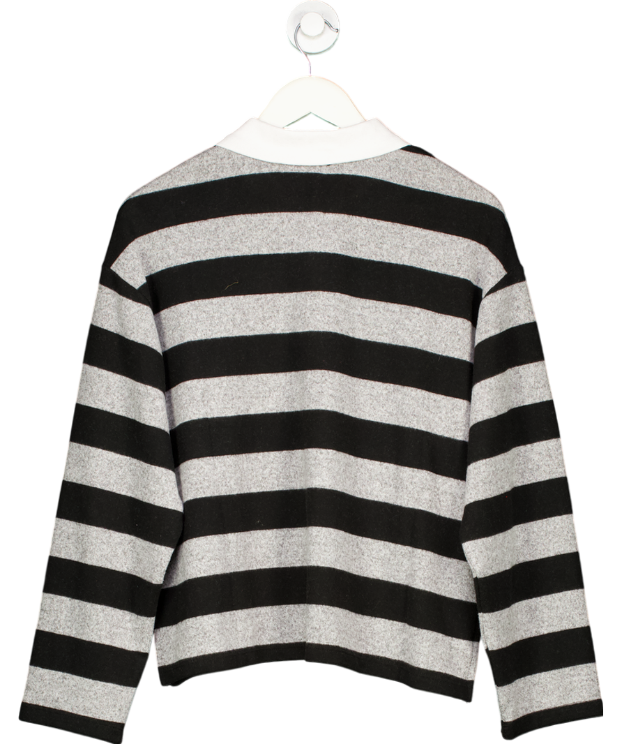 New Look Grey / Black Super Soft Striped Polo Shirt UK M