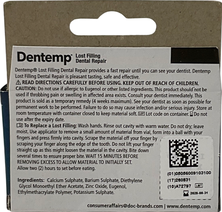 dentemp Lost Filling Dental Repair Kit 2.2g