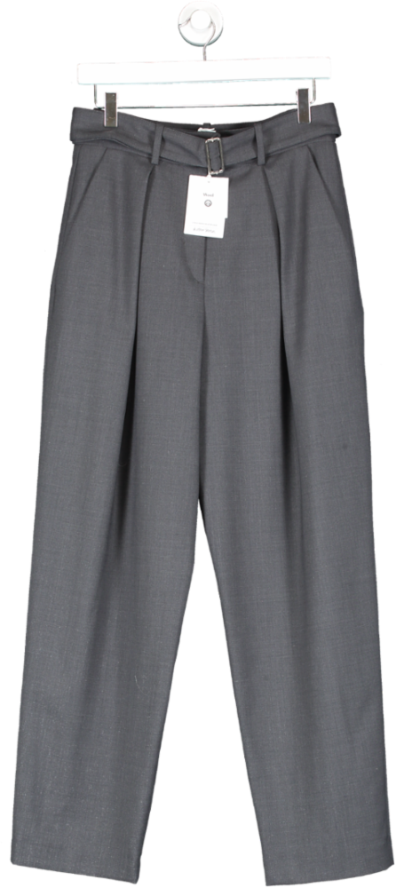 & Other Stories Grey Wool Blend Tailored Trousers UK 10