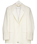 Golden Goose Cream Single Breasted Silk Effect Embroidery Blazer UK XS