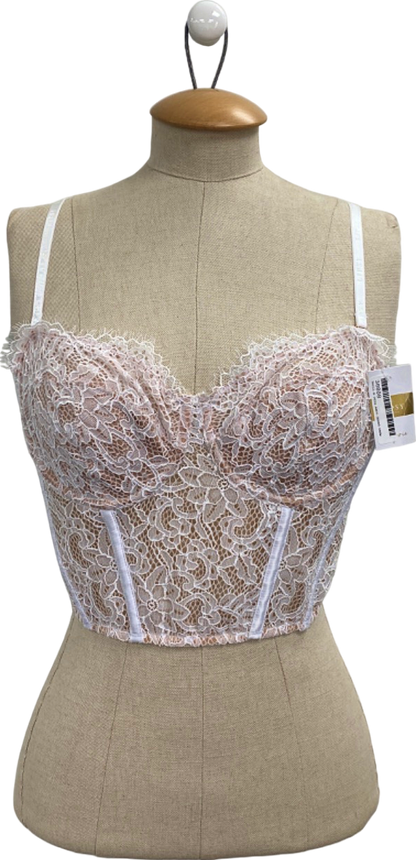 Lipsy White Lace Embroidered Bustier UK 32D