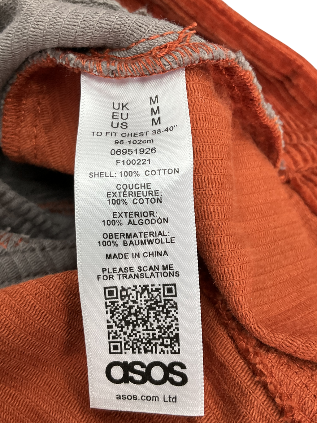 ASOS Multicoloured Block Colour Chord Jacket UK M