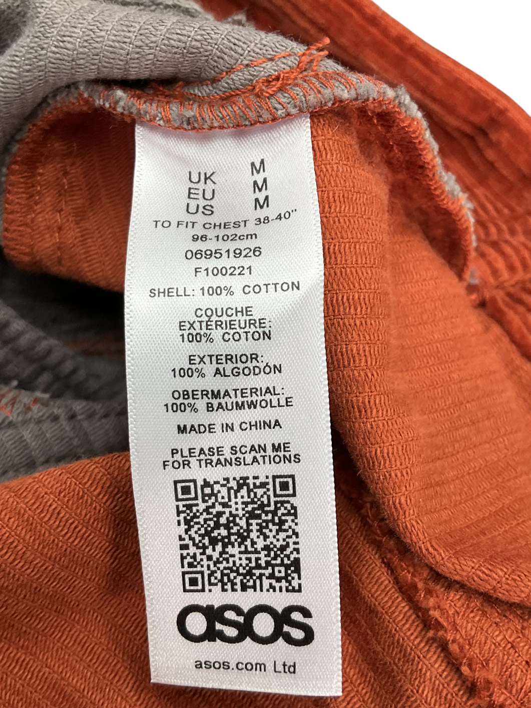 ASOS Multicoloured Block Colour Chord Jacket UK M